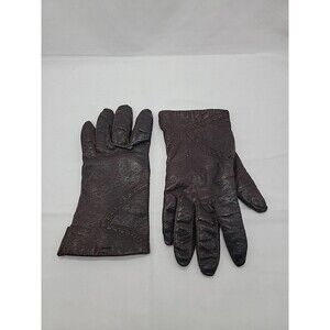 Vintage Leather Womens Gloves Brown Frownes ladies size 8 acrylic lining